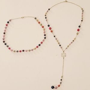NWOT Pair of multicolored layering necklaces